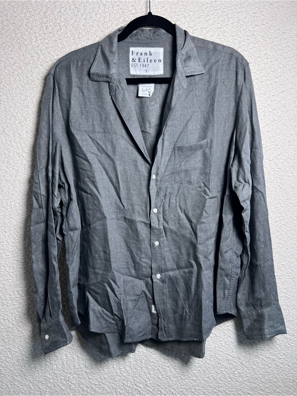 Frank & Eileen Women’s “Eileen” Button Down Modal Gray Long Sleeve Shirt Size L